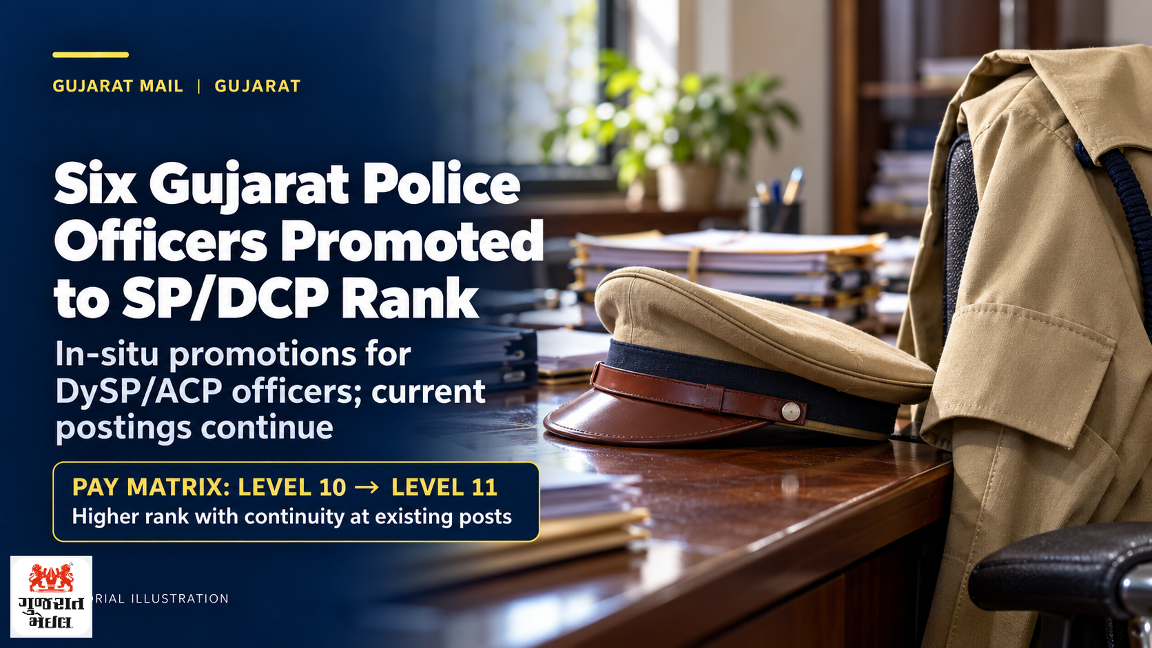 ગુજરાત પોલીસમાં 6 DySPને SP કક્ષામાં બઢતી; હાલની જગ્યાએ જ સંભાળશે નવી જવાબદારી.